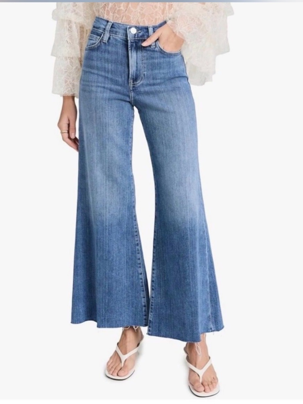 Frame Le Palazzo Crop Distressed Hem Jeans